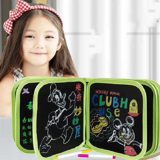 Erasable & Reusable Doodle Magic Blackboard Book with 3 Color Markers